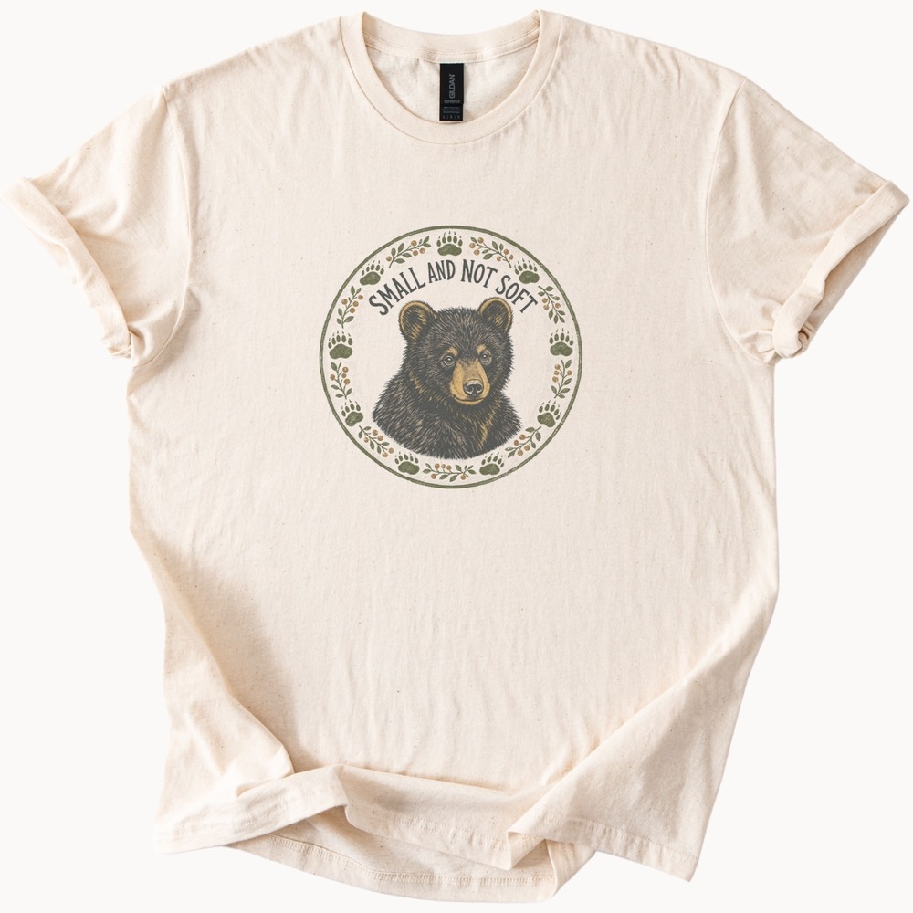 Small and Not Soft Bear Cub Badge Tee
